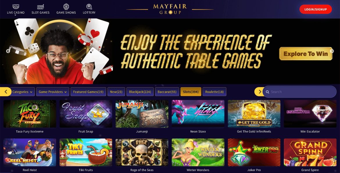 Mayfair Online Casino Screenshot