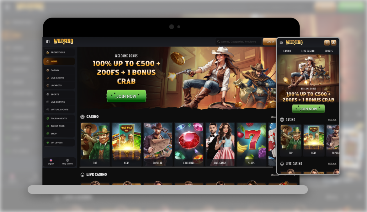 Wildsino online casino homepage