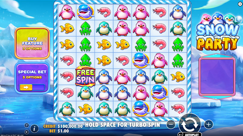 Winning combination in a snow party slot game