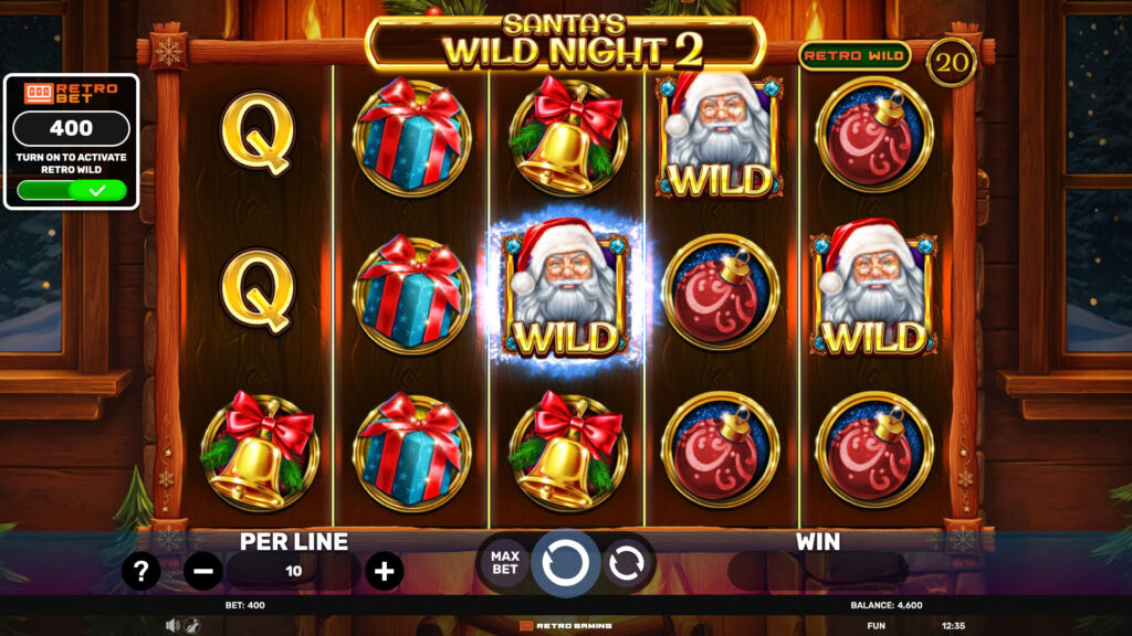 Winning combination in Retro Santas Wild Night 2